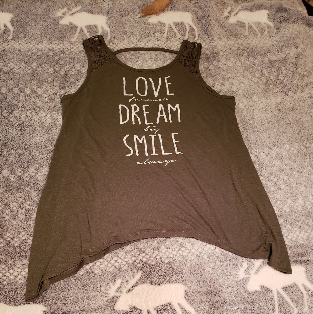 Army Green Love Dream Smile tanktop
